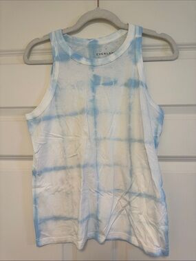 Everlane White & Light Blue Tie-Dye Tank